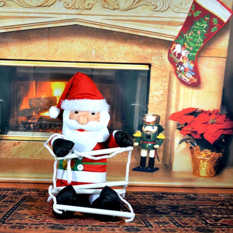 Babbo Natale Scalatore Ornamento Sospeso in Peluche Con Scala di Corda Motivo Renna Albero di Natale Casa Festa Decorazione