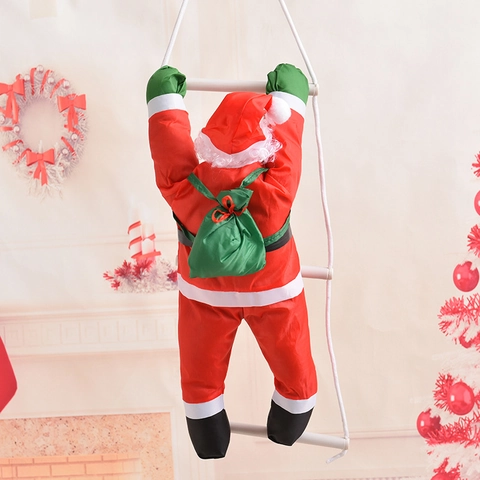 Père Noël Escalade Décoration à Suspendre pour Sapin de Noël Mur Maison Extérieur Intérieur Fête Vacances Ornement Peluche