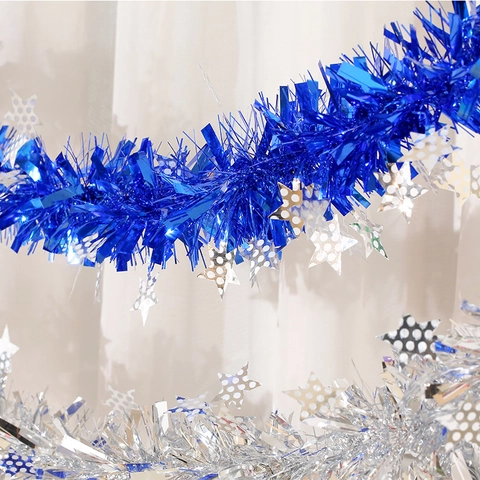 5-Layer High Density Christmas Tinsel Garland Metallic Star Sequin Festive Party Decoration Hanging Ornament For Home Wedding Xmas Tree Decor