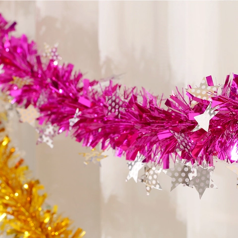 5-Layer High Density Christmas Tinsel Garland Metallic Star Sequin Festive Party Decoration Hanging Ornament For Home Wedding Xmas Tree Decor