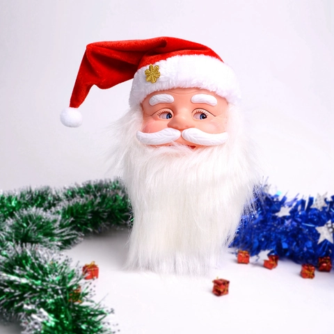 Giocattolo Babbo Natale Elettrico Cantante e Danzante Testa in Plastica Decorazione Natalizia Con Musica e Movimento Regalo