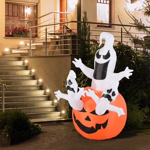 Halloween Aufblasbare Kürbis Geist Dekoration Eingebaute LED-Lichter Für Outdoor Urlaub Hof Garten Party Dekor