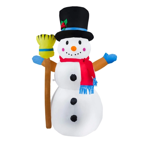 Aufblasbarer Weihnachts Schneemann Mit LED Rotierenden Bunten Lichtern Polyester Outdoor Yard Garten Holiday Party Dekoration