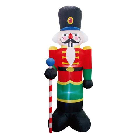 2.4 Meter Opblaasbare Kerstnotenkraker Soldaat Buitendecoratie Met LED-Verlichting Tuindecoratie Voor Kerstfeest Polyester