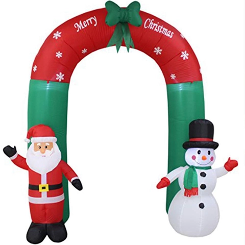2.4m Weihnachts Aufblasbarer Bogen Mit Weihnachtsmann Schneemann Figuren Integrierte LED Lichter Für Outdoor Garten Party Dekoration