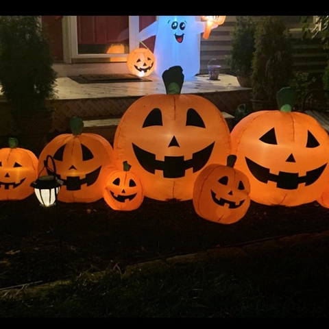 Familia de Calabazas Inflables de Halloween Jack-O'-Lantern Con Luces LED Integradas Decoración de Patio Para Jardín Al Aire Libre