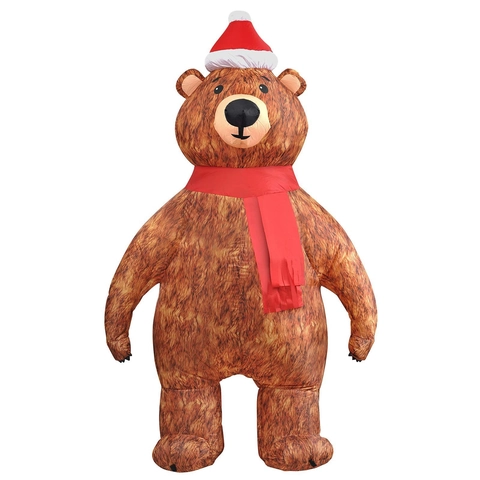 Ours Gonflable de Noël Géant Décoration de Jardin Avec Lumière LED Interne Pour Extérieur Fête Jardin Ours Brun