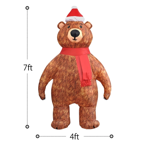 Ours Gonflable de Noël Géant Décoration de Jardin Avec Lumière LED Interne Pour Extérieur Fête Jardin Ours Brun
