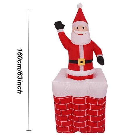 Animated Inflatable Santa Claus Climbing Chimney With LED Lights Large Outdoor Christmas Decoration Polyester Holiday Prop Display