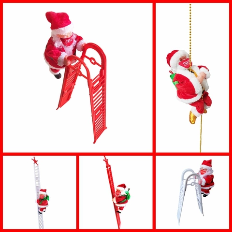 Elektrische Klimmen Kerstman Met Muziek Hangende Decoratie Voor Kerstboom Thuis Feest Cadeau Decoratie