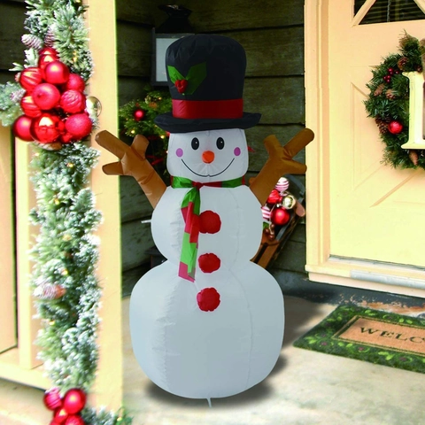 Grote Opblaasbare Sneeuwpop Kerst Buitendecoratie Met LED Licht Tak Armen Polyester Opblaasbare Sneeuwpop Voor Tuin Decoratie