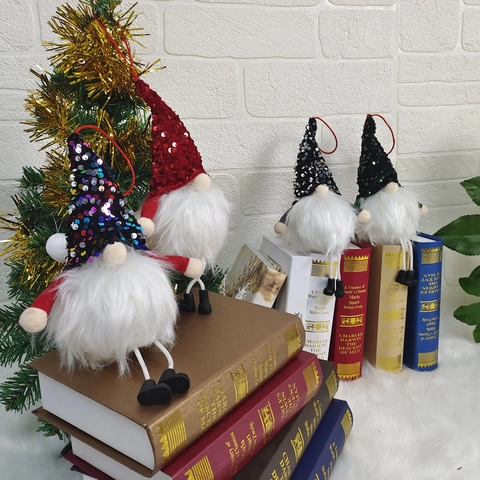 Gnomo di Natale con Paillettes Bambola di Peluche a LED Gambe Lunghe Ornamento da Appendere per Decorazioni Natalizie Casa