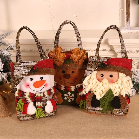 Sacchetti Regalo di Natale 3D Babbo Natale Pupazzo di Neve Renna Borse in Feltro per Caramelle Confezioni Regalo Festa Decorazioni