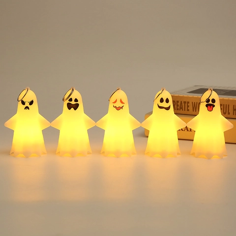 Lampada LED a Sospensione Fantasma di Halloween Candela Elettronica Arredamento Desktop Festa Batteria Luce Notturna Festiva