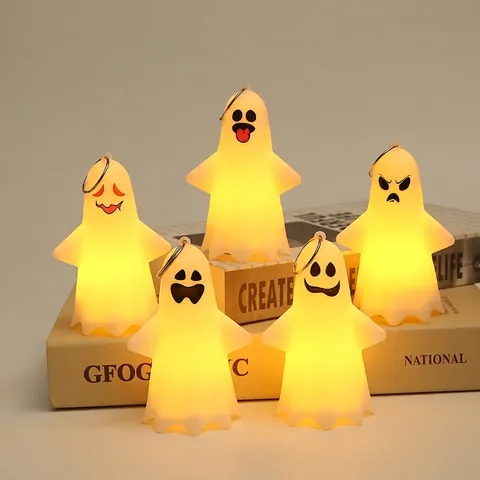 Lampada LED a Sospensione Fantasma di Halloween Candela Elettronica Arredamento Desktop Festa Batteria Luce Notturna Festiva