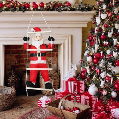 Babbo Natale Che Si Arrampica Ornamento Decorazione Natalizia Da Appendere Per Festa Casa Esterno Interno Parete Regalo Festivo