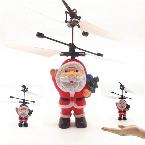 Giocattolo Drone a Induzione Babbo Natale Volante Aeromobile Sospeso in Plastica Con Luce LED Regalo di Natale Decorazione