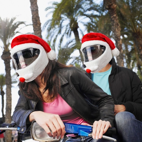 Κάλυμμα Κράνους Μοτοσικλέτας Άγιος Βασίλης Λούτρινος Χριστουγεννιάτικος Σκούφος Για Κράνος Full Face Διακοσμητικό Αξεσουάρ