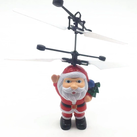 Giocattolo Drone a Induzione Babbo Natale Volante Aeromobile Sospeso in Plastica Con Luce LED Regalo di Natale Decorazione