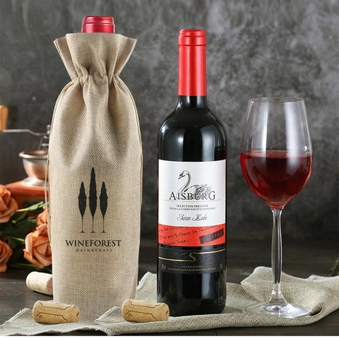 Sacs Cadeaux pour Vin en Toile de Jute Avec Cordon Couvre-Bouteilles de Vin en Lin Réutilisables pour Noël Mariage Fête Décoration de Table