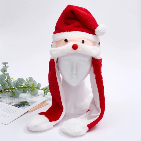 Lustige Weihnachtsmütze Plüsch Mit Beweglichen Ohren Weihnachtsmann Rentier Kostüm Zubehör Winter Warm Party Cosplay Requisite