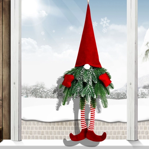 Decoración Colgante de Gnomo de Navidad Luminoso Con Luces LED Adorno de Peluche Elfo de Piernas Largas para Hogar Ventana Puerta