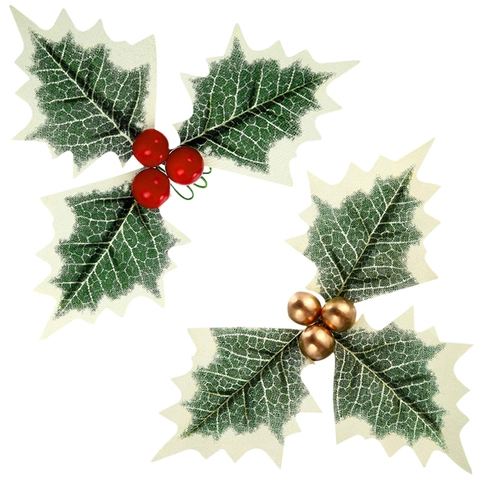 Kunstmatige Kerst Hulst Bladeren Bessen DIY Materialen Voor Krans Guirlande Kerstboom Decoratie Rood Goud Vrucht Accessoire