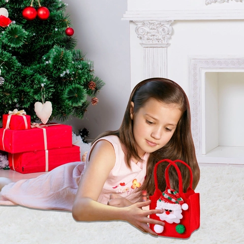 Weihnachts Filz Geschenktüte 3D Weihnachtsmann Schneemann Muster Süßigkeiten Handtasche Für Weihnachten Party Deko Tasche