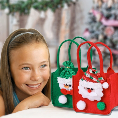 Weihnachts Filz Geschenktüte 3D Weihnachtsmann Schneemann Muster Süßigkeiten Handtasche Für Weihnachten Party Deko Tasche