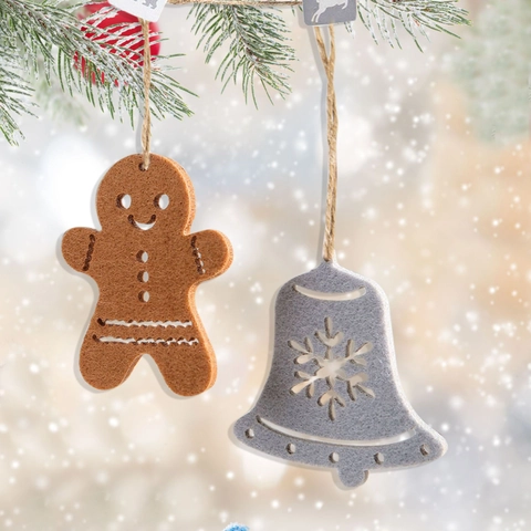 Filz Weihnachten Hängende Ornamente Lebkuchenmann Schneeflocke Stern Glocke Weihnachtsbaum Vliesstoff Feiertagsdekorationen