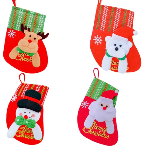 Mini 3D Cartoon Weihnachtsstrümpfe Weihnachtsmann Schneemann Rentier Bär Weihnachtsbaum Hängende Ornamente Geschenk Süßigkeiten Tüte