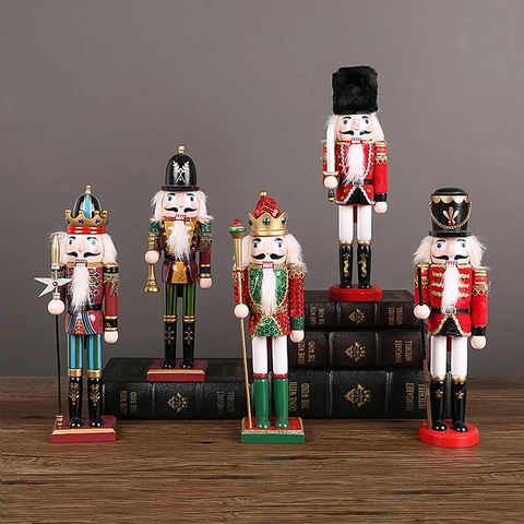 Vintage Wooden Nutcracker Soldier King Figures Christmas Tabletop Ornament Festive Home Decoration Holiday Gift For Kids