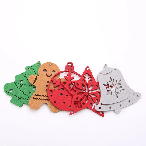 Christmas Felt Hanging Ornaments Gingerbread Man Snowflake Star Bell Tree Decorations For Holiday Tree Home Party Decor