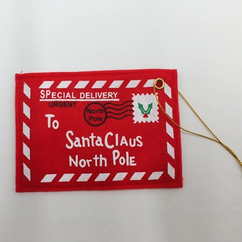 Ornamento Natalizio a Busta in Feltro Rosso Con Ricamo Per Babbo Natale Decorazione per Albero e Porta Biglietti Regalo o Caramelle