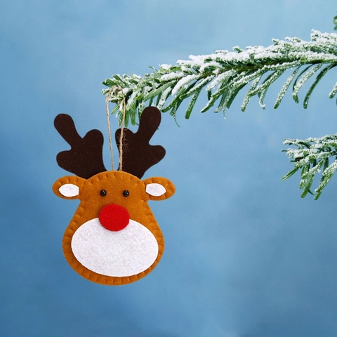 Ornamenti Natalizi in Feltro da Appendere in Tessuto Non Tessuto Renna Pupazzo di Neve Babbo Natale Decorazioni per Albero
