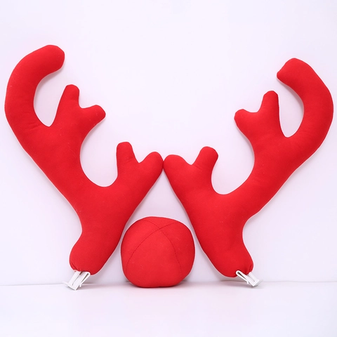Kit Decorazione Auto Renna Di Natale Corna Rosse E Naso Peluche Ornamento Costume Veicolo Per Accessori Festa Di Natale