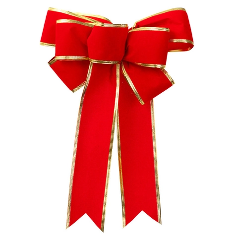 Roter Samt Weihnachts Schleife Dekoration Mit Goldenen Kanten Große Handgefertigte Band Schleife Für Baum Party Hängende Deko