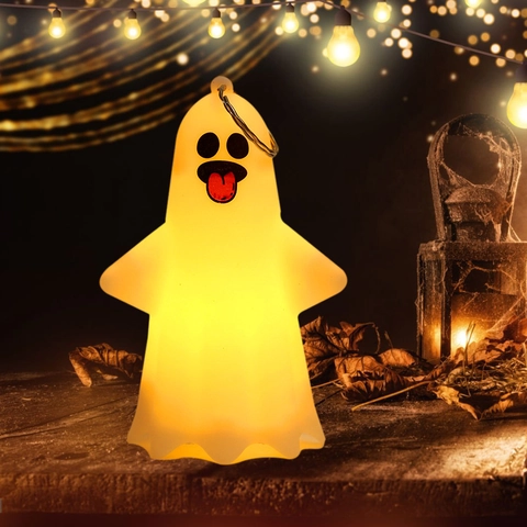 Pendentif Fantôme Lumineux d'Halloween Veilleuse LED Ornement de Fantôme Suspendu pour Accessoires de Fête d'Halloween