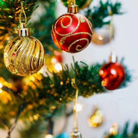 Palle di Natale in Plastica PET Infrangibile Oro Rosso Glitter Palle Decorative Appese per Feste e Decorazioni per la Casa