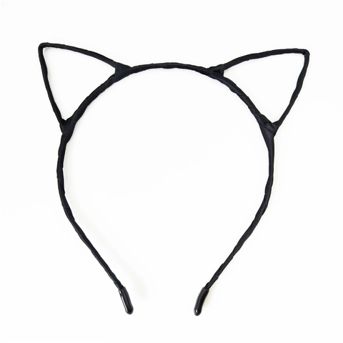 Cerchietto con Orecchie da Gatto Carino per Halloween Festa Cosplay Accessorio per Costume per Donne Ragazze Nero Avvolto in Tessuto