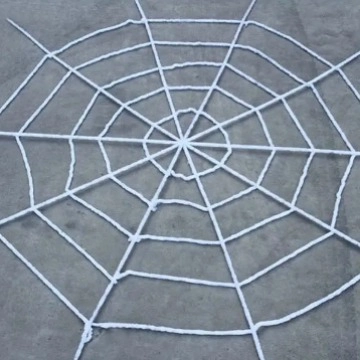 Große Halloween Runde Spinnennetz Dekoration Gruselige Outdoor Requisite Fusselige Gestrickte Riesenspinnweben Für Garten Party Deko