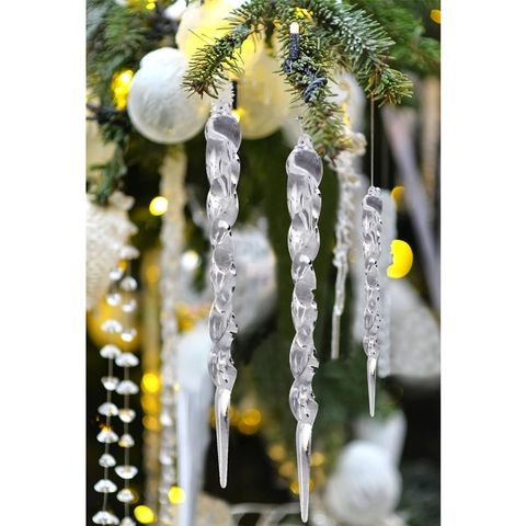 Weihnachten Transparente Acryl Spirale Eiszapfen Ornamente Für Weihnachtsbaum Dekoration Klare Kunststoff Hängende Eissäulen