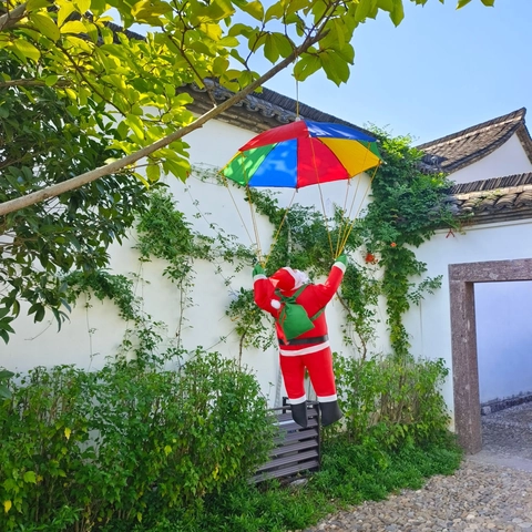 Kerst Parachute Kerstman Hangende Decoratie Veelkleurig Feestelijk Buiten Thuis Ornament Voor Vakantie Feest Decoratie