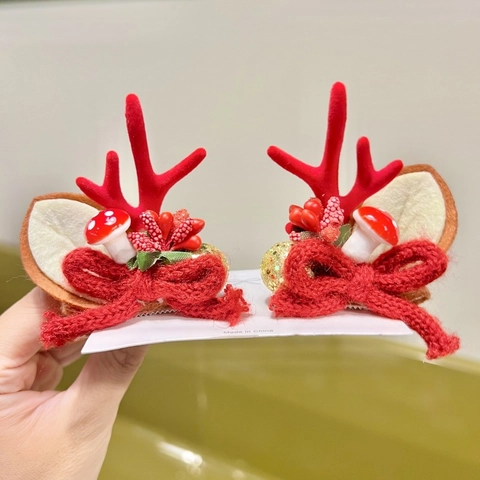 Weihnachten Rentier Geweih Haarklammern Wald Stil Pilz Haarnadeln Süße Xmas Party Haarschmuck Für Damen Mädchen