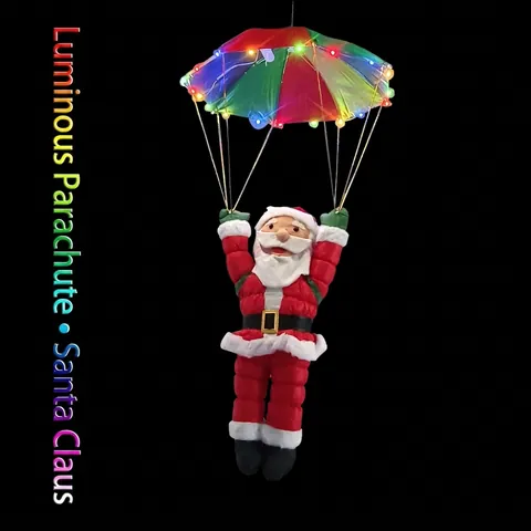 Babbo Natale con Paracadute Luminoso LED Decorazione da Appendere Colorata Ornamento Natalizio per Feste All'aperto