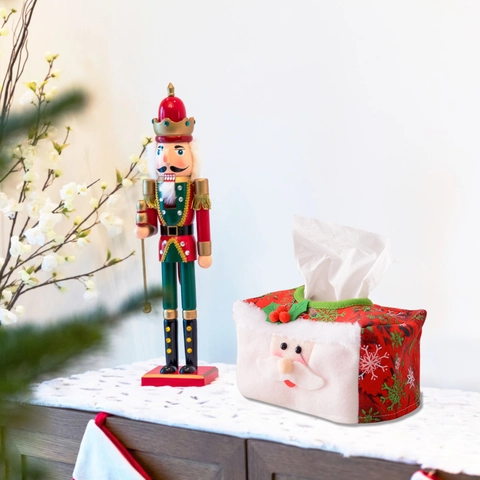 Christmas Non-Woven Fabric Tissue Box Cover Santa Claus Snowman Desktop Ornament For Holiday Home Party Table Decoration
