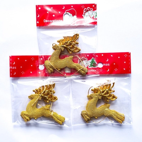 Adornos Colgantes de Navidad de Reno de Plástico Oro Rojo Plata Colgante de Reno con Brillo Metálico Decoración de Árbol de Navidad