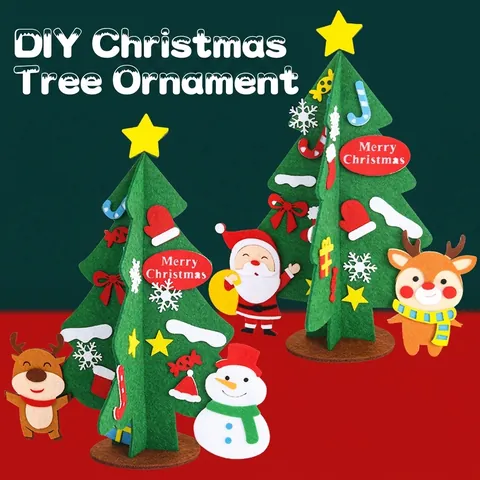 Fai-da-te Albero di Natale in Feltro Decorazione da Tavolo Mini Albero Artificiale Con Babbo Natale Renna Ornamenti per Bambini Natale