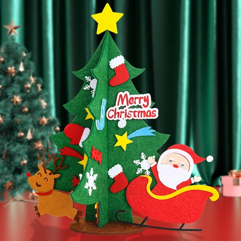 Fai-da-te Albero di Natale in Feltro Decorazione da Tavolo Mini Albero Artificiale Con Babbo Natale Renna Ornamenti per Bambini Natale