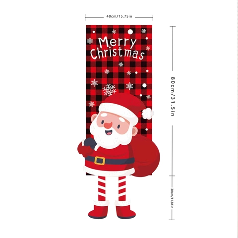 Decorazione Bandiera Appesa Natalizia Poliestere Quadretti Buffalo Babbo Natale Pupazzo di Neve Alce Banner Per Ristorante Bar Festa Casa